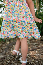 Load image into Gallery viewer, Scalloped Dress in Summer Wildflowers
