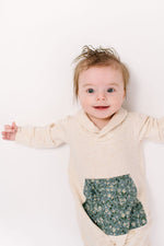 Load image into Gallery viewer, Bamboo Shawl Collar Romper in Flax Gardenia
