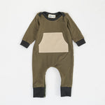 Load image into Gallery viewer, Bamboo Zipper Romper in Olive Pebble
