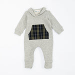 Load image into Gallery viewer, Shawl Collar Romper in Shadow Plaid
