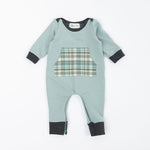 Load image into Gallery viewer, Bamboo Zipper Romper in Glacier Plaid
