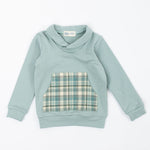Load image into Gallery viewer, Bamboo Shawl Collar Sweatshirt in Glacier Plaid
