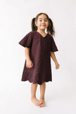 Load image into Gallery viewer, Scalloped Dress in Rust Gingham
