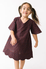 Load image into Gallery viewer, Scalloped Dress in Rust Gingham
