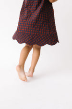 Load image into Gallery viewer, Scalloped Dress in Rust Gingham
