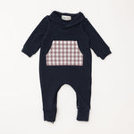 Load image into Gallery viewer, Bamboo Shawl Collar Romper in Midnight + Cinnamon

