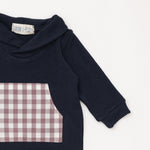 Load image into Gallery viewer, Bamboo Shawl Collar Romper in Midnight + Cinnamon
