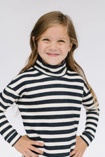 Load image into Gallery viewer, Funnel Neck Sweatshirt in Navy Stripe
