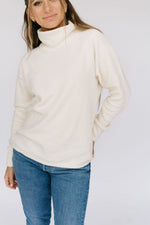 Load image into Gallery viewer, Women's Funnel Neck Sweatshirt in Cream Sherpa
