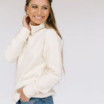 Load image into Gallery viewer, Women's Funnel Neck Sweatshirt in Cream Sherpa
