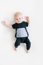 Load image into Gallery viewer, Zipper Romper in Cornflower Gingham
