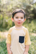 Load image into Gallery viewer, Raglan Pocket Tee in Buttercup
