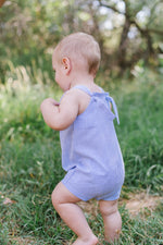 Load image into Gallery viewer, Knotted Shortall in Azure Seersucker

