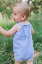 Load image into Gallery viewer, Knotted Shortall in Azure Seersucker
