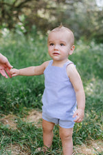 Load image into Gallery viewer, Knotted Shortall in Azure Seersucker
