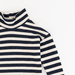 Load image into Gallery viewer, Women's Funnel Neck Sweatshirt in Navy Stripe

